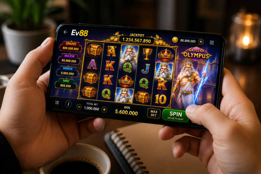 Người dùng trải nghiệm game Nổ Hũ EV88 trên điện thoại